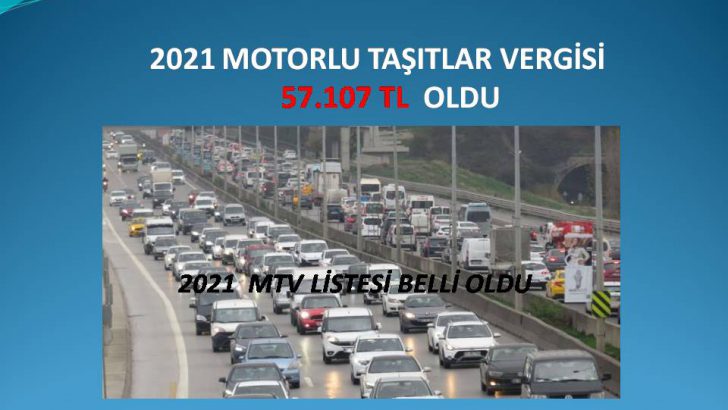 2021 MTV (MOTORLU TAŞIT VERGİLERİ BELLİ OLDU
